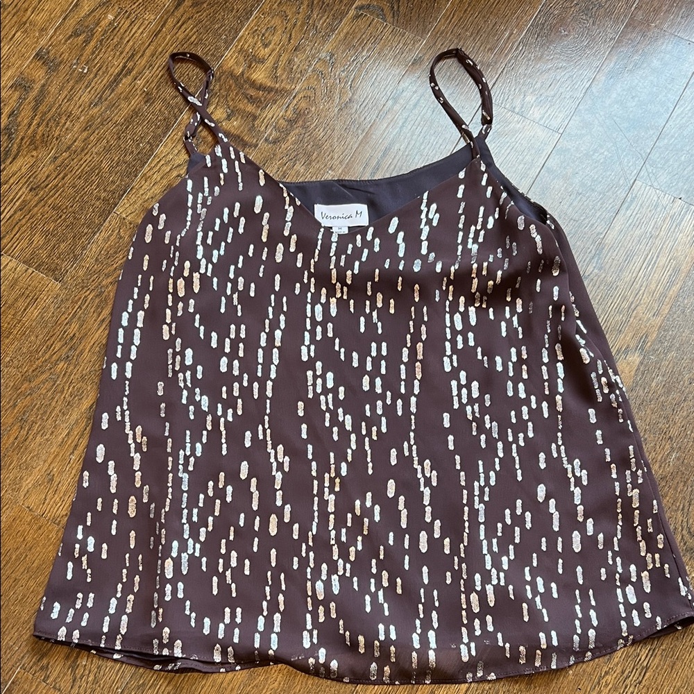 Veronica M Brown and White Patterned Camisole